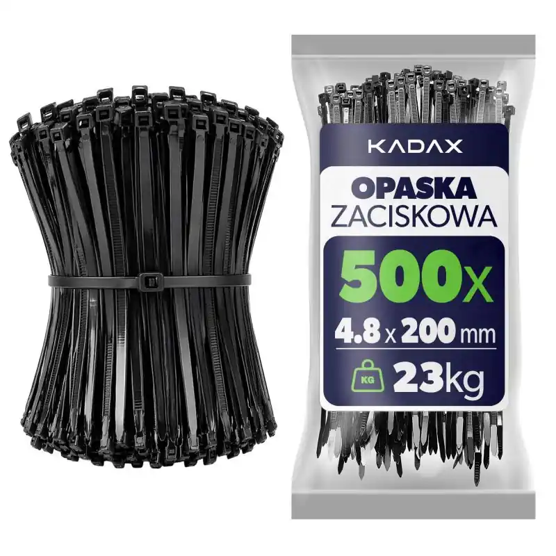 Opaski zaciskowe Maurens 200 x 4.8 mm czarne 500 szt.