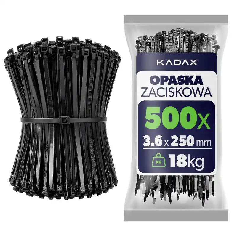 Opaski zaciskowe Maurens 250 x 3.6 mm czarne 500 szt.