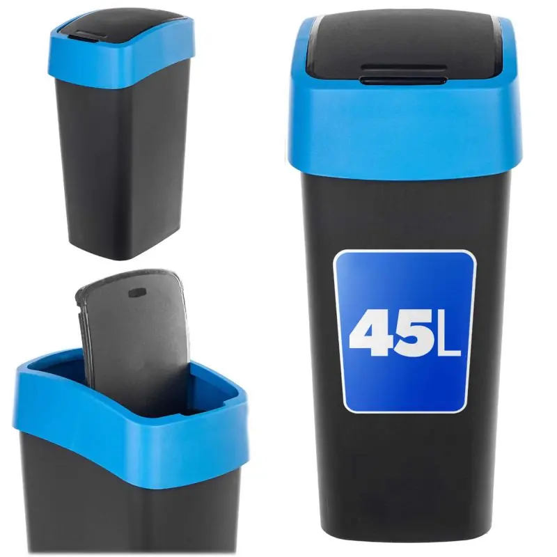 Kosz na śmieci Curver Flip Bin 45L czarno-niebieski