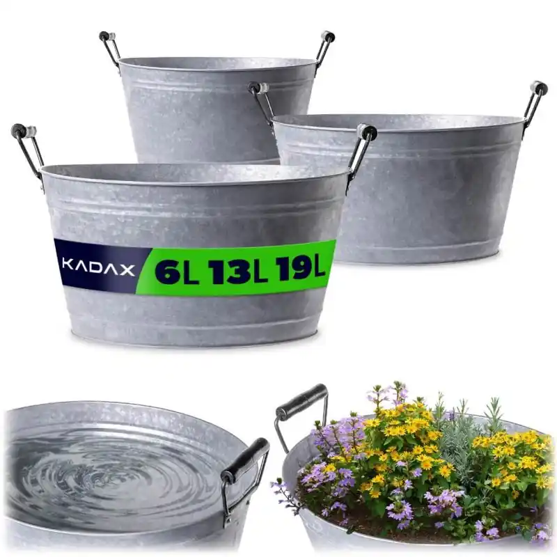 Zestaw stalowych misek ogrodowych Saix 19L + 13L + 6L