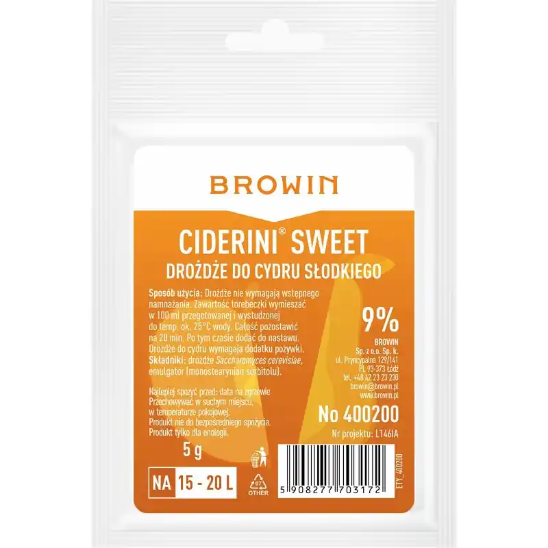 Browin Drożdże cydrowe Ciderini Sweet 5g