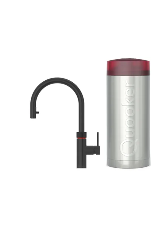 Quooker Zestaw bateria kuchenna z wyciąganą wylewką Flex Round plus zbiornik HOT 7L COMBI+ Czarny mat