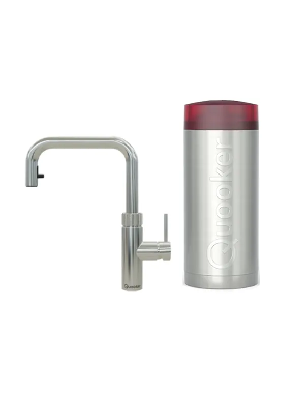 Quooker Zestaw bateria kuchenna z wyciąganą wylewką Flex Square plus zbiornik HOT 7L COMBI+ Stal nierdzewna