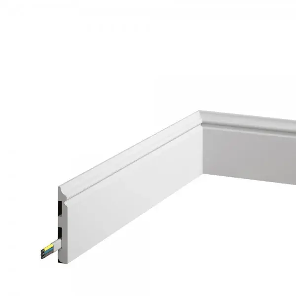 Biała listwa z miejscem na kabel MD018 8 cm - Mardom Decor