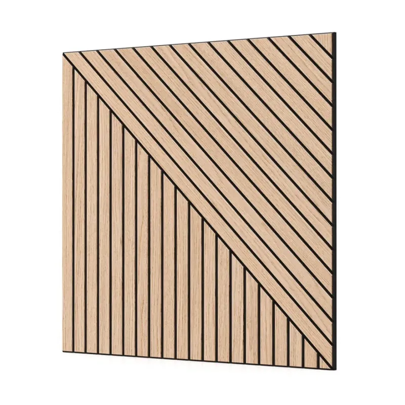Frezowany panel ścienny fornir dębowy VARIO - Lameo [50x50]