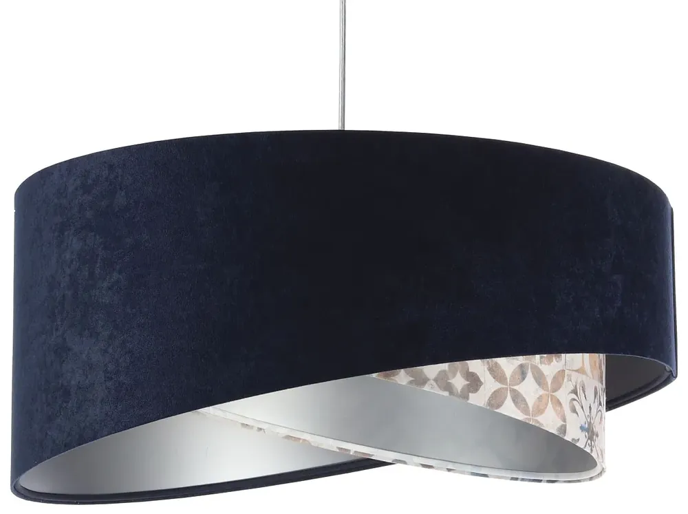 Granatowa lampa wisząca welurowa - EXX16-Olonix