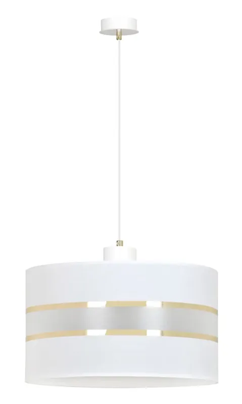 Biała pojedyncza lampa wisząca z abażurem - D055-Ramaro