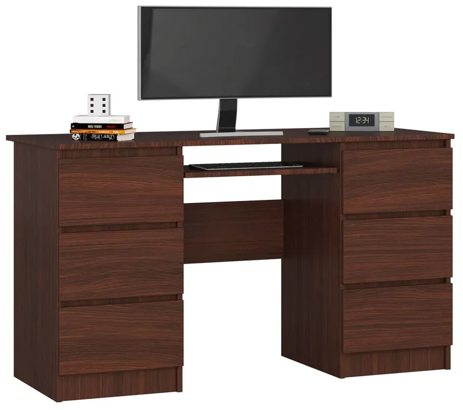 Biurko z szufladami do gabinetu wenge - Wextis 2X