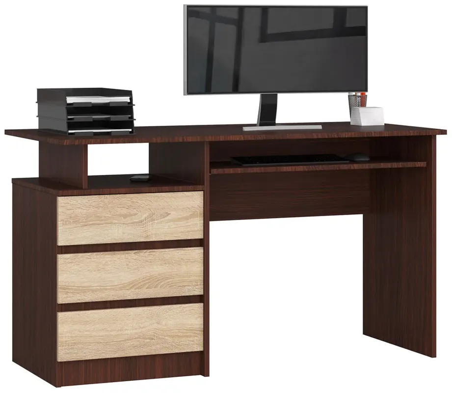 Biurko komputerowe wenge + dąb sonoma - Viviro 2X