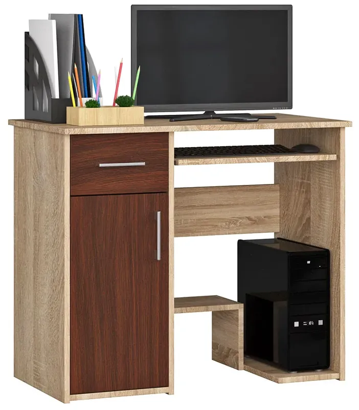 Biurko do komputera dąb sonoma + wenge - Arko 2X