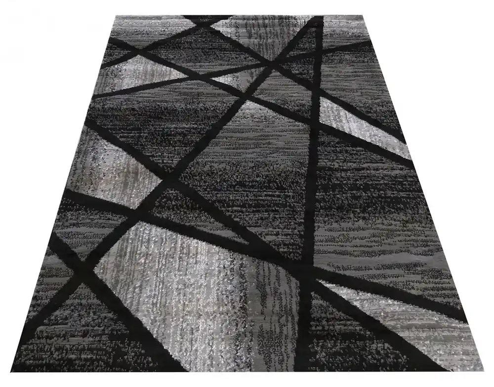 Czarno-szary geometryczny dywan - Loran