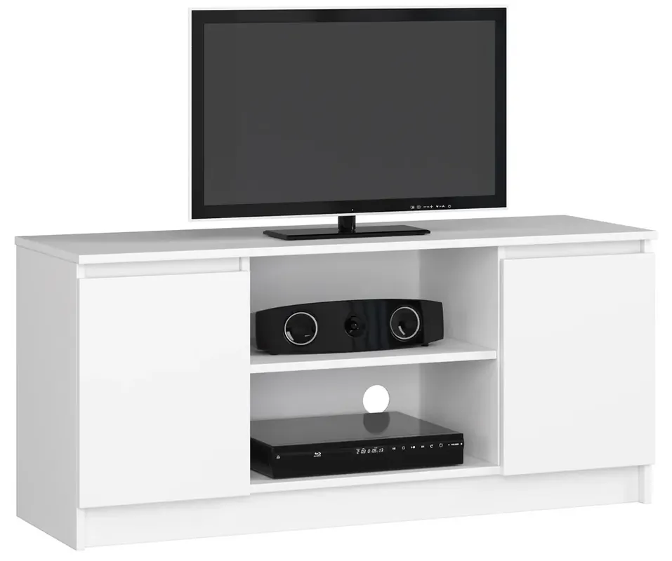 Biała szafka pod telewizor z półkami - Galapi 3X 120 cm