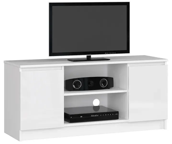 Biała szafka pod telewizor w połysku - Galapi 6X 140 cm