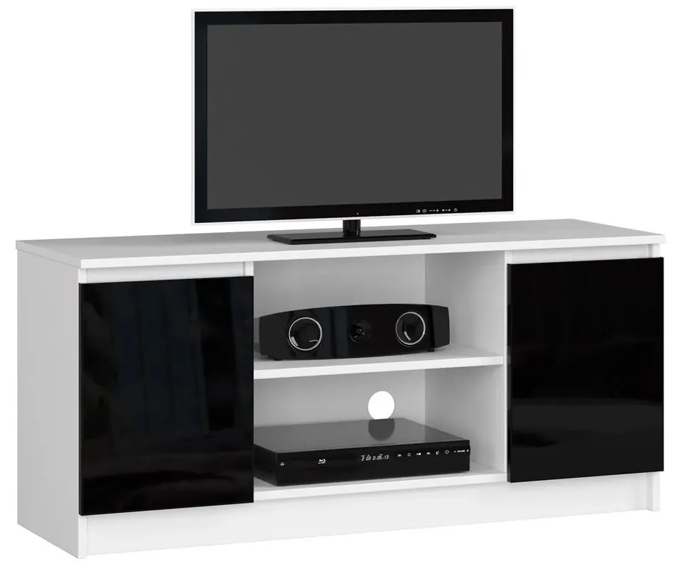 Stojąca szafka RTV biała + czarny - Galapi 6X 140 cm
