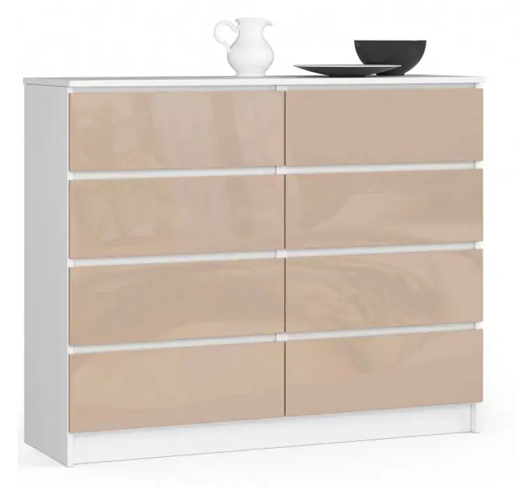 Komoda do salonu biała + cappuccino połysk - Sarleto 4X