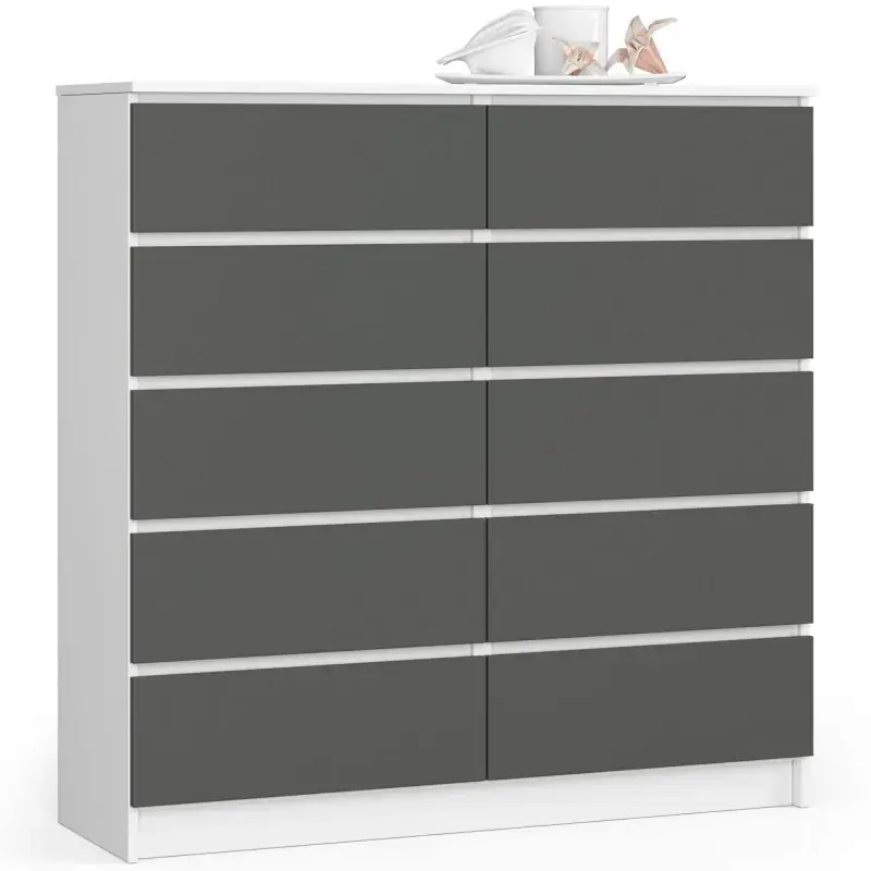 Komoda z szufladami do sypialni biała + grafit - Awoni 3X