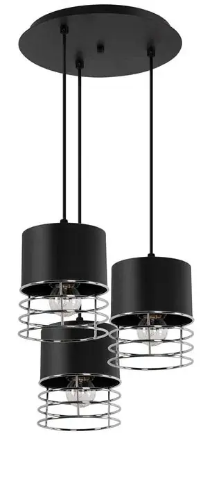 Druciana lampa wisząca S661-Bauhus - czarny+chrom