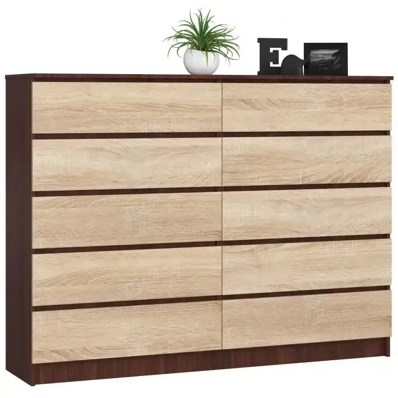 Komoda do salonu z gładkim frontem wenge + dąb sonoma - Entira 3X