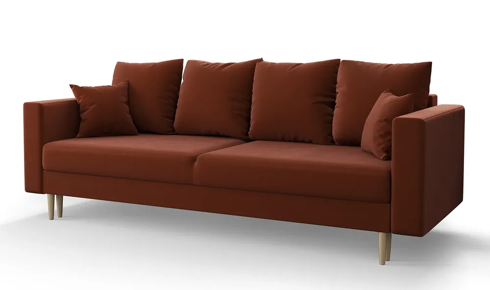 Brązowa rozkładana sofa na nóżkach - Adante