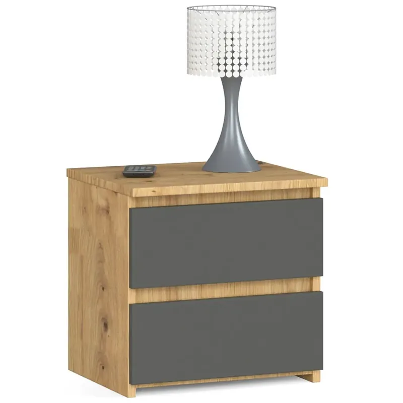 Minimalistyczna szafka nocna dąb artisan + grafit - Atika 3X
