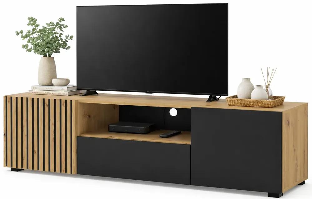 Szafka rtv z lamelowym frontem 150 cm - Aldo 7X