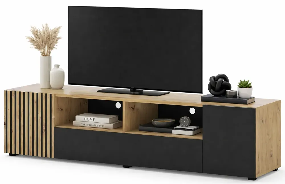 Szafka rtv z lamelowym frontem 200 cm - Aldo 8X