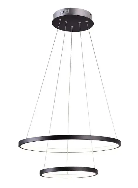 Czarna podwójna lampa wisząca z metalowym potrójnym zawiesiem - V082-Interis
