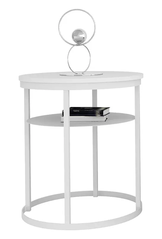 Biały okrągły stolik kawowy wysoki 60 cm - Melkor 5X