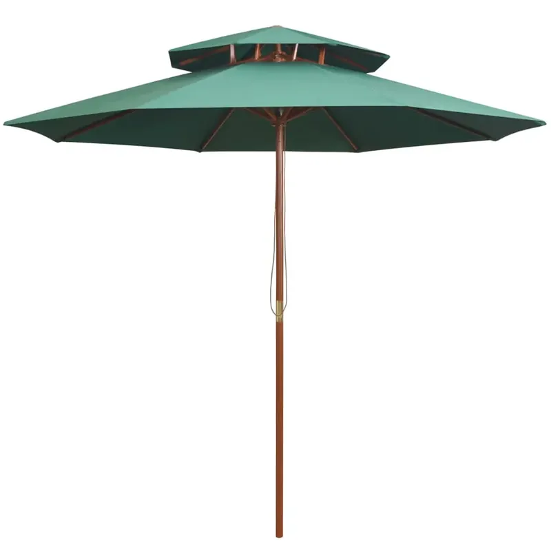 Zielony parasol do ogrodu z podwójnym daszkiem - Baldar