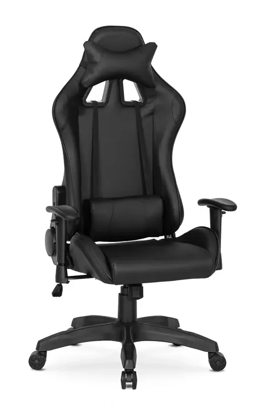 Czarny ergonomiczny fotel obrotowy z ekoskóry - Rosali