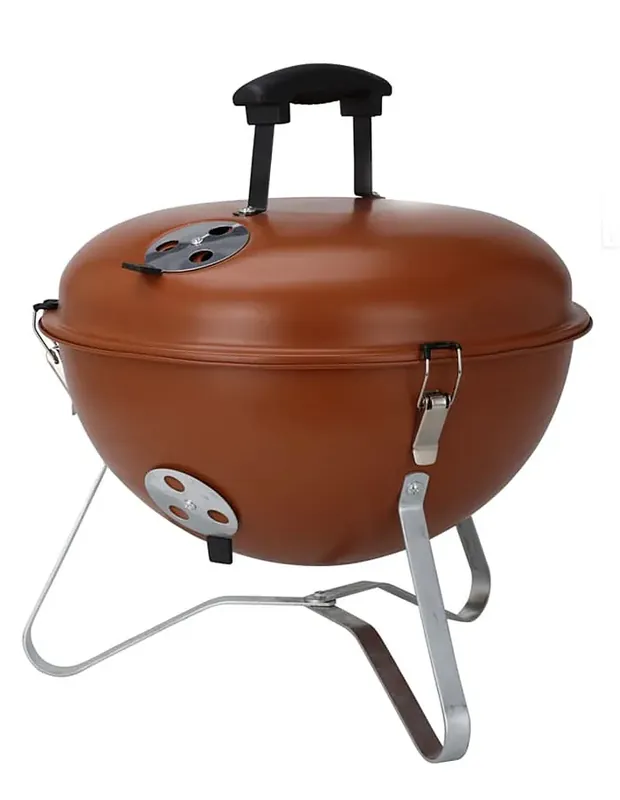 Pomarańczowy okrągły grill z pokrywą - Rovan