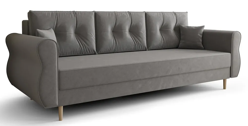 Popielata sofa z pojemnikiem na pościel - Dulam