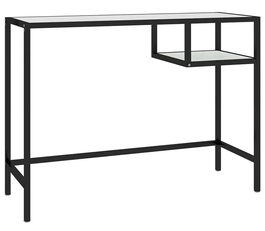 Nowoczesne szklane biurko z półką 100 cm biały marmur - Gigrox