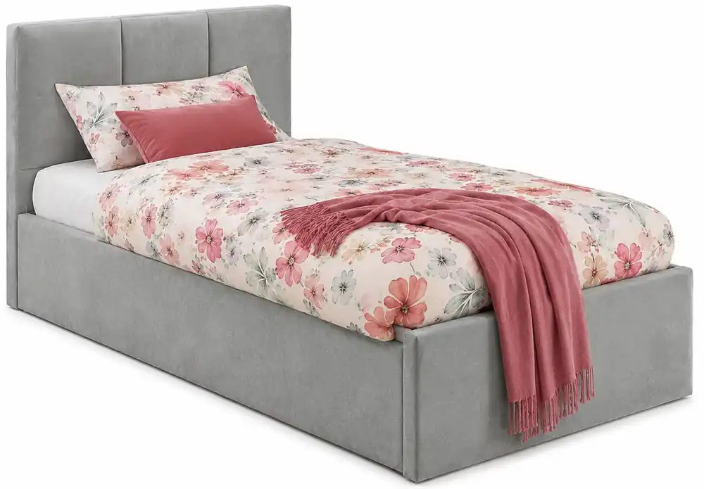 Popielate łóżko tapicerowane z zagłówkiem Golones 6X - 4 rozmiary