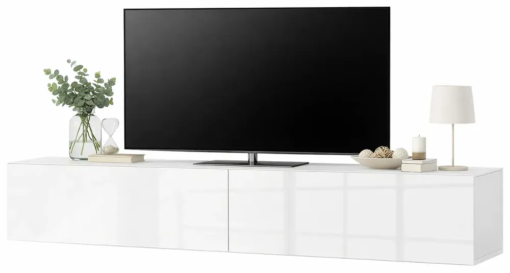 Długa wisząca szafka rtv biały połysk 180 cm - Falmi