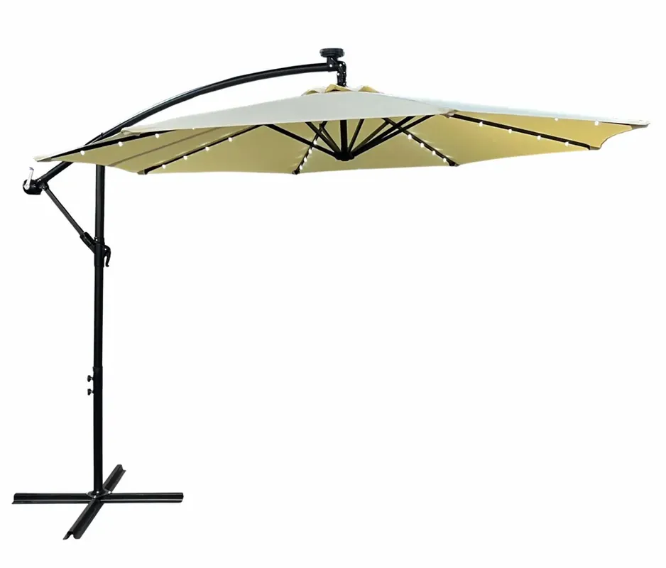 Beżowy parasol ogrodowy ze zmianą kąta nachylenia - Sorena