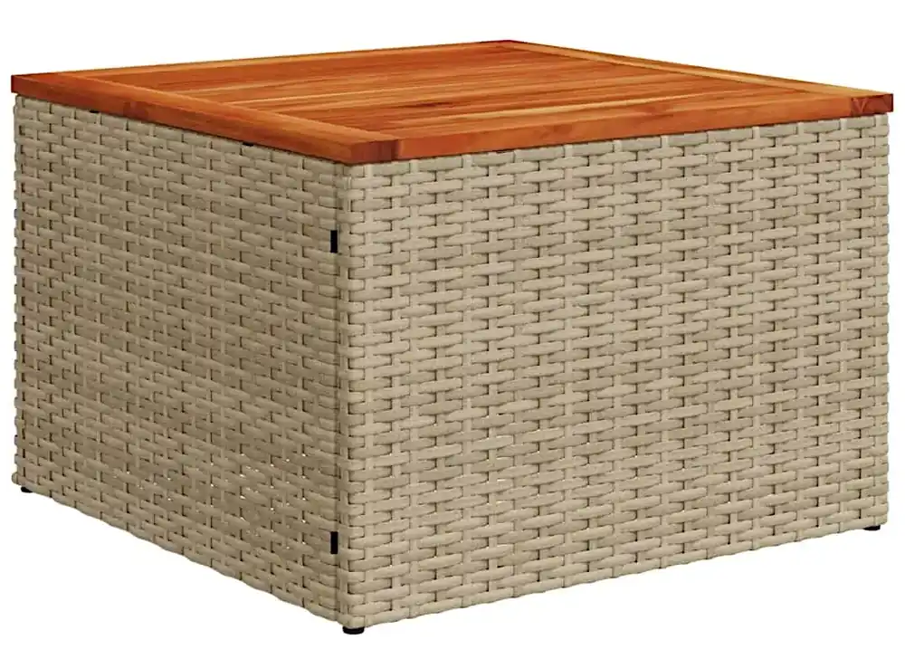 Beżowy stolik kawowy rattanowy w stylu boho - Elbos