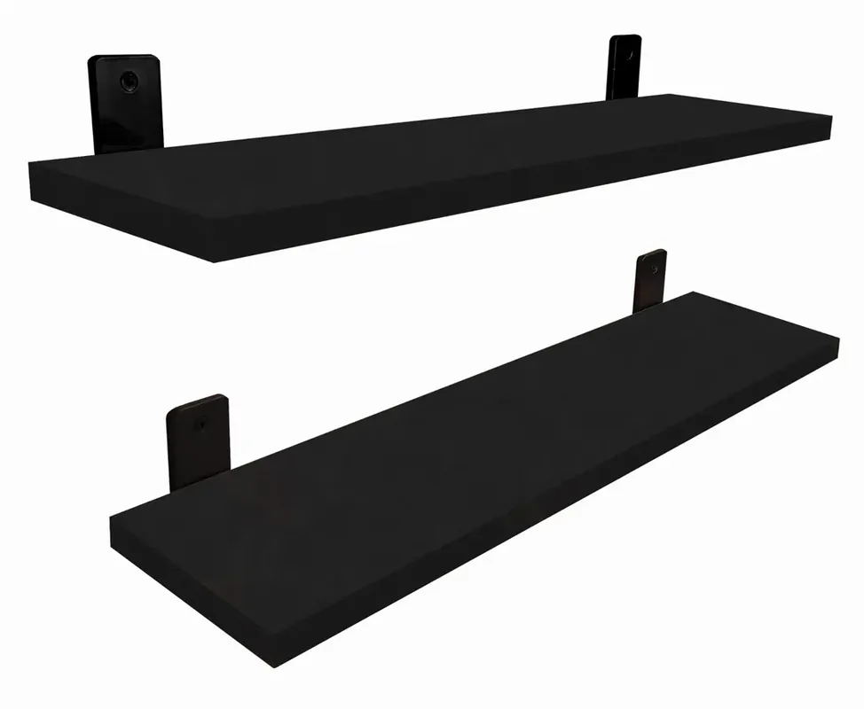 Dwie czarne półki ścienne w klasycznym stylu 50 cm - Castello 3X