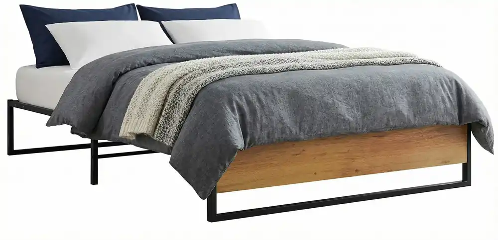 Czarne metalowe łóżko industrialne 100x200 cm - Glider