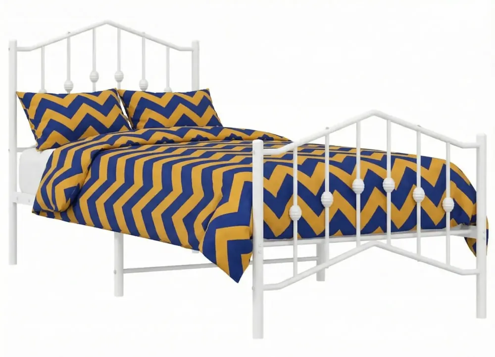 Białe metalowe łóżko loftowe 100x200 cm - Honta