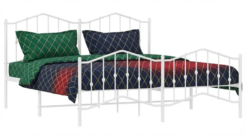Białe metalowe łózko małżeńskie w stylu loft 160x200 cm - Honta