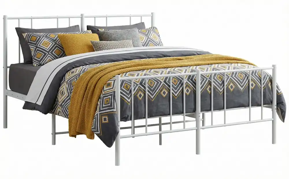 Białe metalowe łóżko w stylu loft 120x200 cm - Quzi