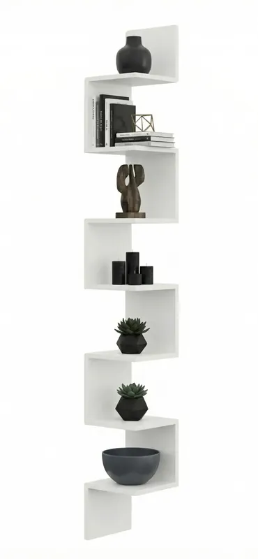 Biała narożna półka na książki - Flora 5X