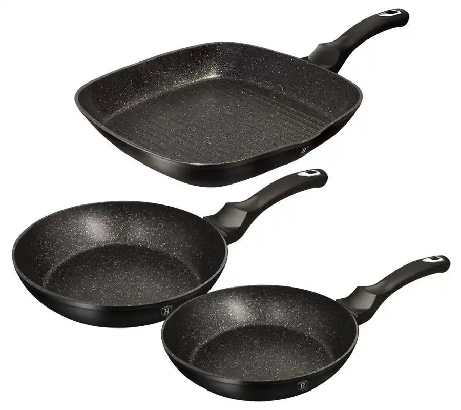 3 sztuki czarnych aluminiowych patelni - Tulami 7X