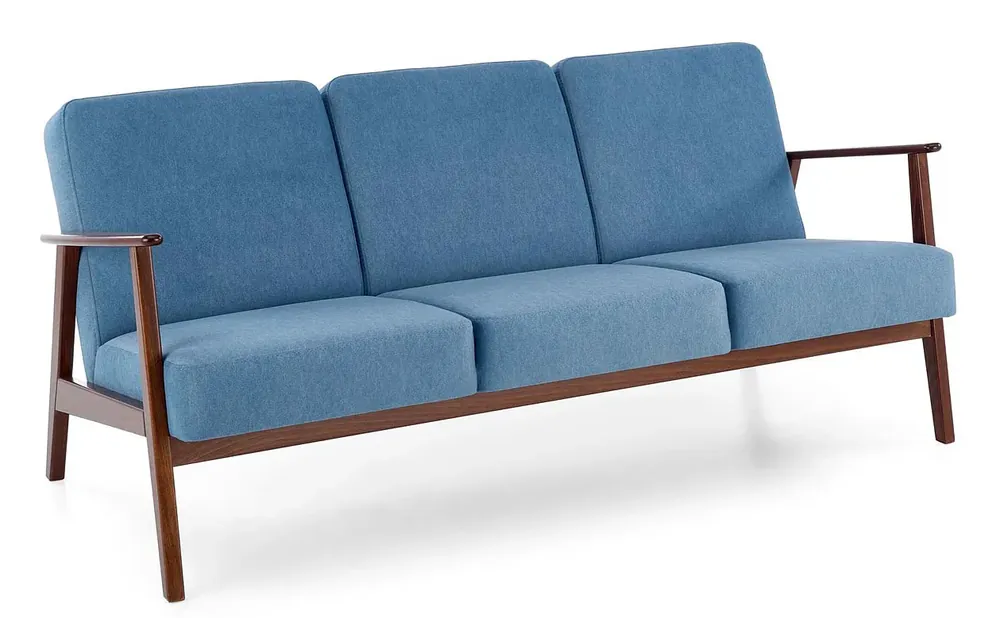 Niebieska trzyosobowa sofa w stylu vintage - Alexander 5X
