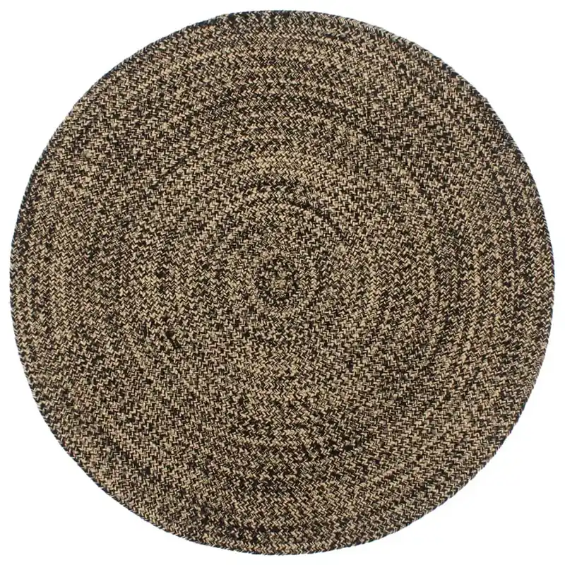 Czarny okrągły dywanik w rustykalnym stylu 150 cm - Nodis 5X