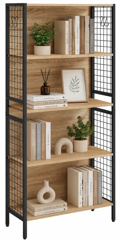 Regał drewno metal w stylu loft dąb sonoma - Helior 3X