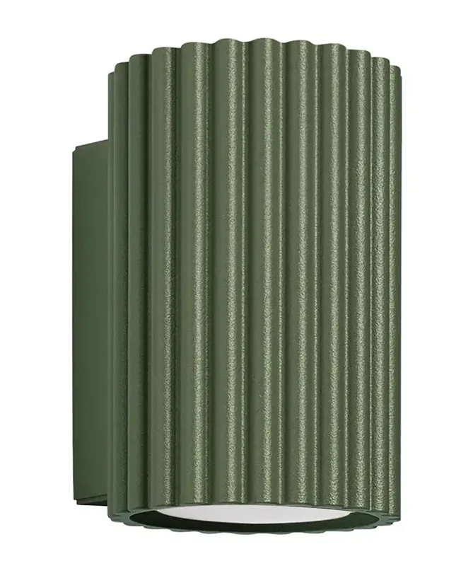 Oliwkowy metalowy kinkiet ryflowany - D287-Melson