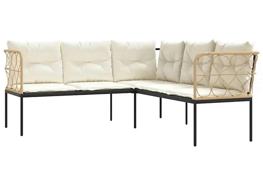 Narożna sofa ogrodowa z białymi poduszkami - Niwa