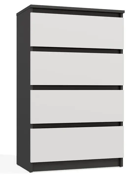 Nowoczesna komoda z szufladami antracyt + biały 70 cm - Sulli